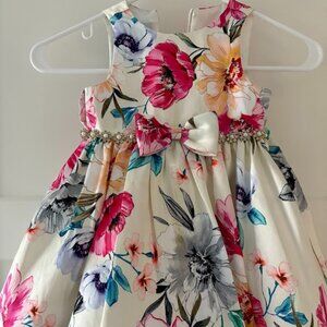 Couture Princess Dress with Floral with beaded waist. PERFECT FOR EASTER- 3T